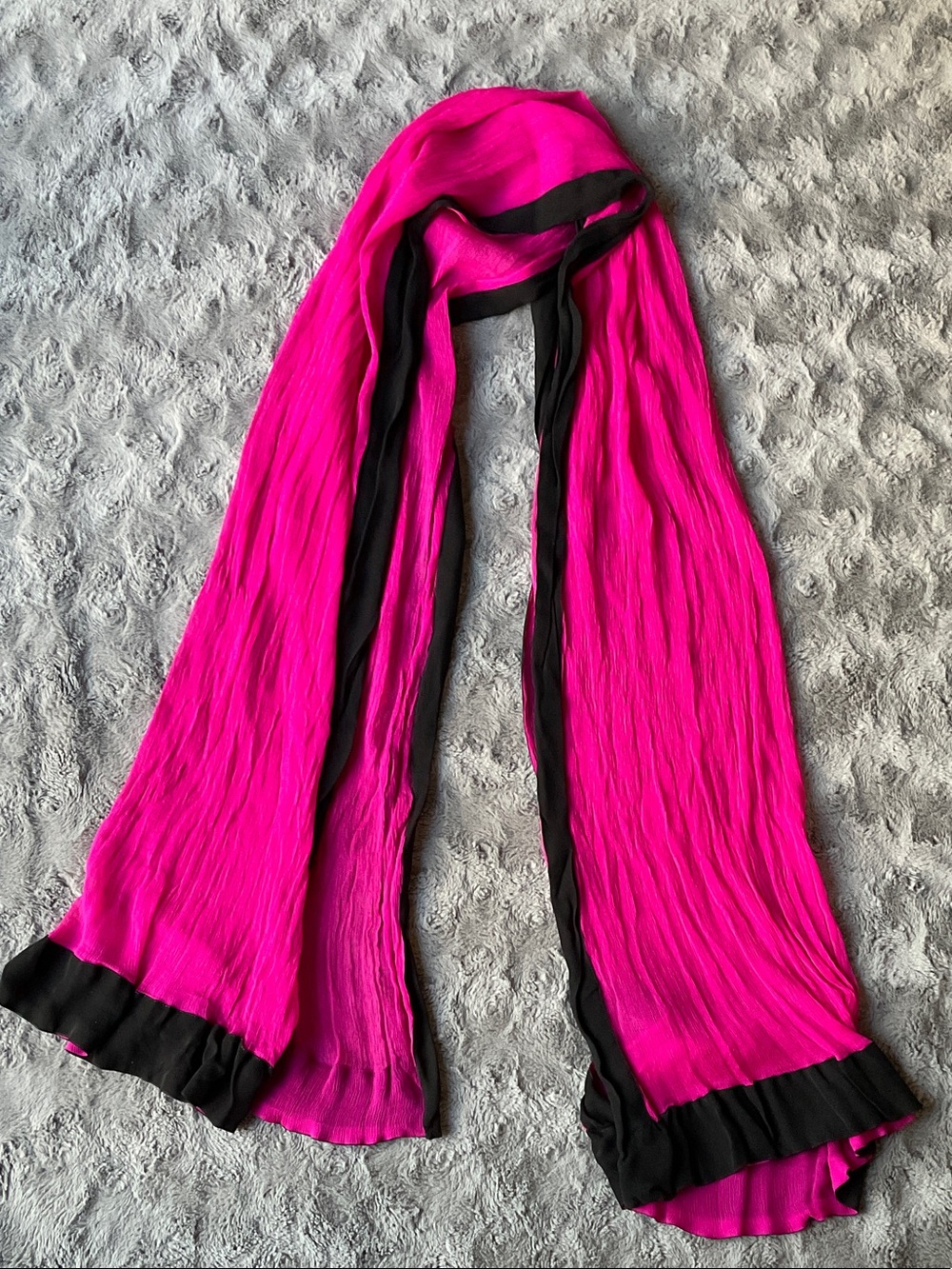 Hot Pink and Black Lightweight Women's Scarf / Dupatha